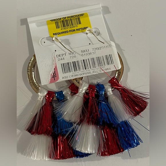 NEW Anna & Ava Red, Blue, and White Tassel Earrings - Picture 2 of 2